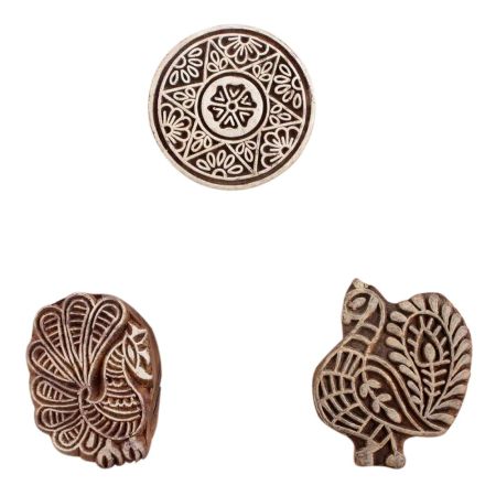 Set of 3 Piece New Mix Wooden Printing Blocks